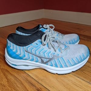 Mizuno Wave Rider 24 WAVEKNIT Women's Running Shoes Size 7.5 White and Teal